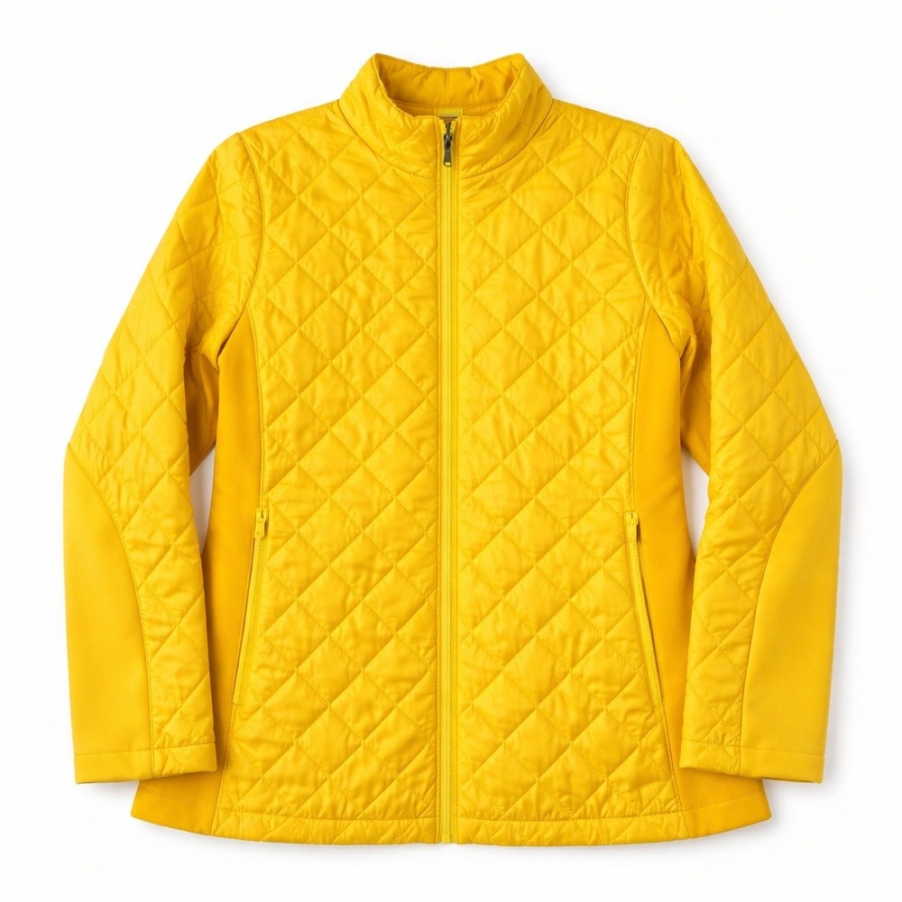 Nuage Polyester Jacket – XL Yellow Diamond Quilted Zip‎ Up Stretch Panels